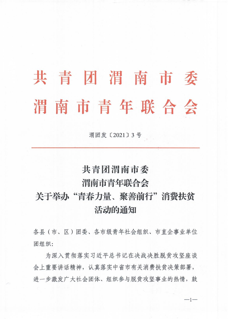 關(guān)于舉辦“青春力量，聚善前行”消費(fèi)扶貧活動(dòng)的通知